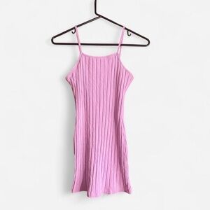 Pink Ribbed Mini Dress